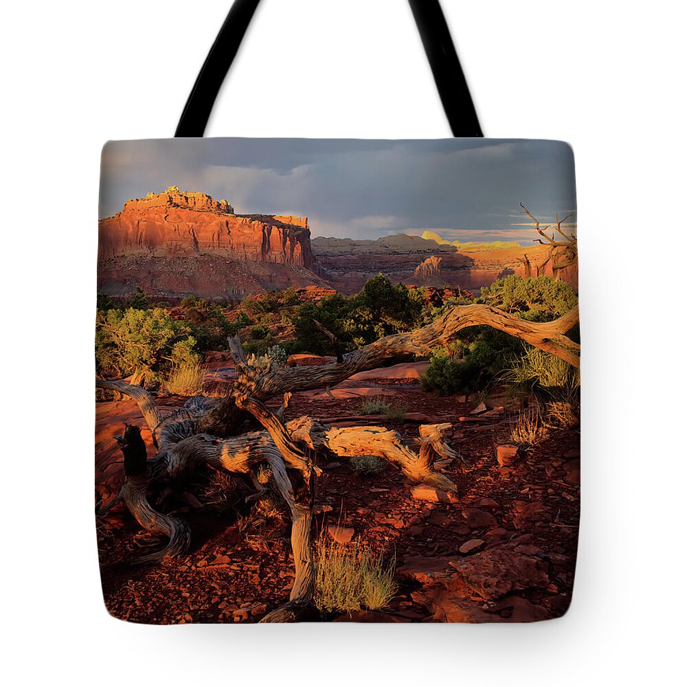 Capitol Reef Tote Bag featuring the photograph Capitol Reef Sunset by Bob Falcone