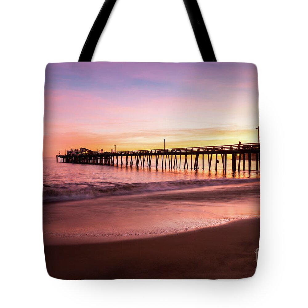 America Tote Bag featuring the photograph Capitola California Beach Wharf Pier at Sunset Photo by Paul Velgos