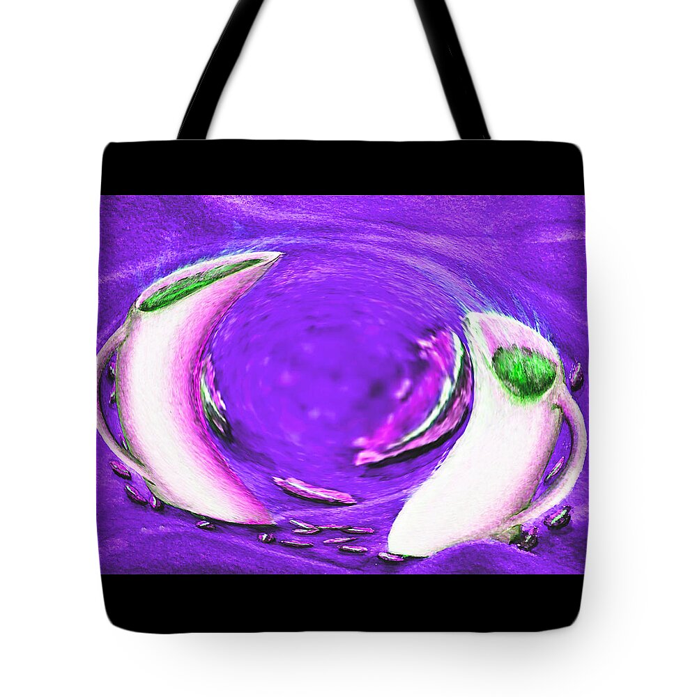 Abstract Tote Bag featuring the digital art Cappuccino Tango - Purple by Ronald Mills