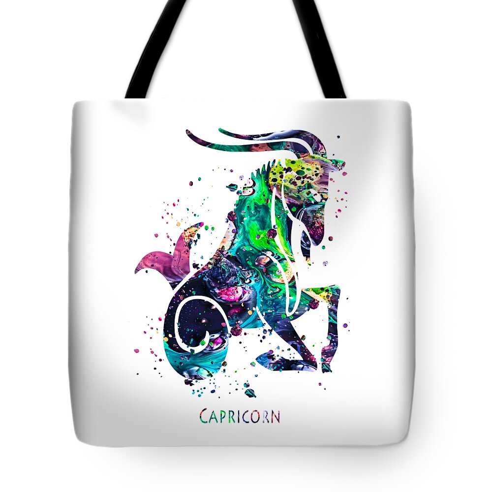 Capricorn Tote Bag featuring the painting Capricorn Zodiac Sign by Zuzi 's