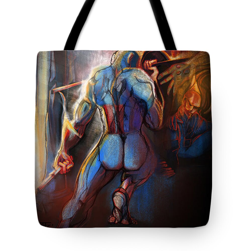Captain America Tote Bag featuring the painting Captain America by John Gholson