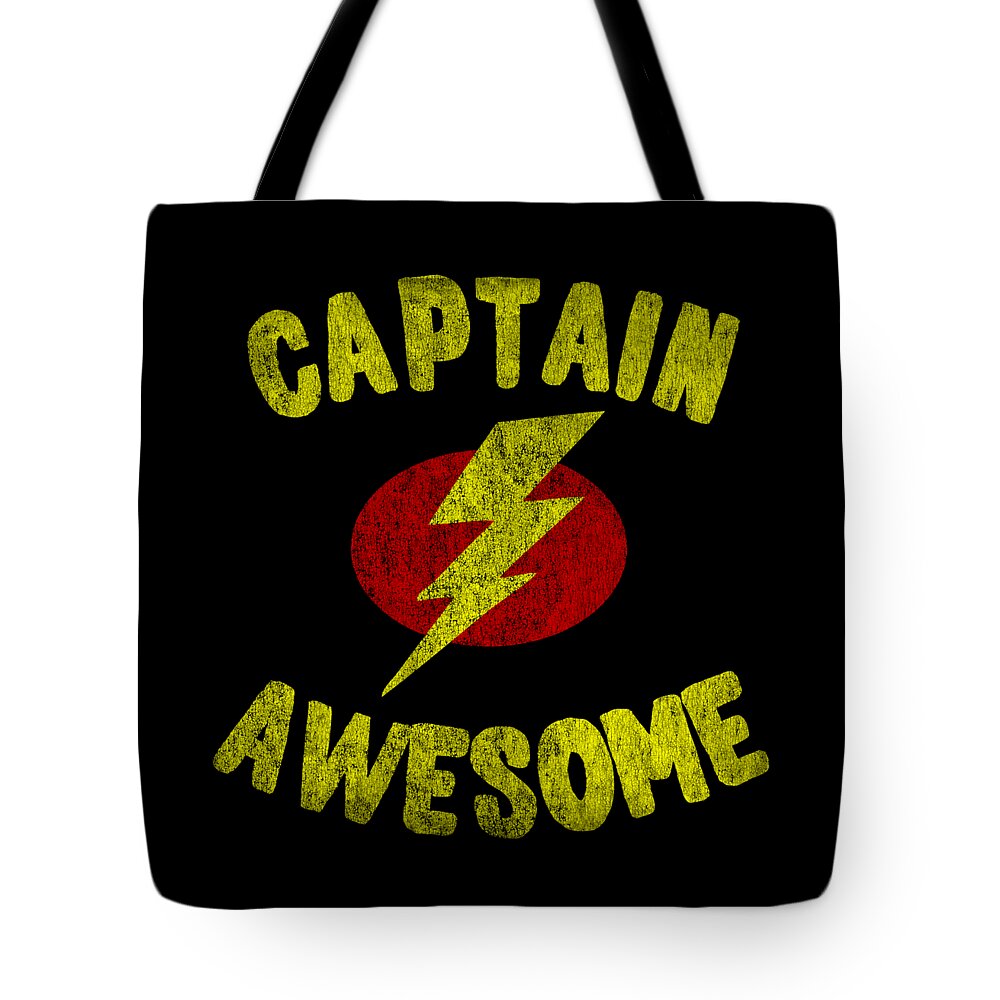 Funny Tote Bag featuring the digital art Captain Awesome Retro by Flippin Sweet Gear