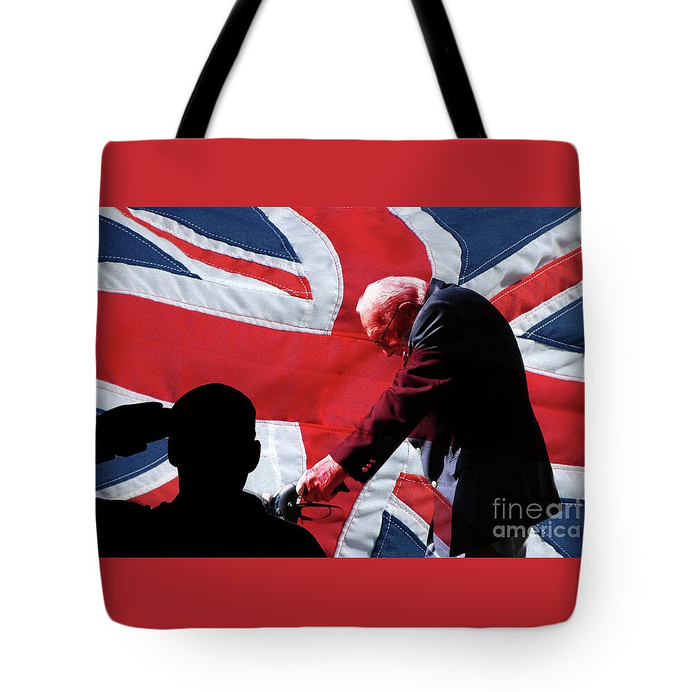 Captain Tote Bag featuring the photograph Captain Moore walks to raise money by Pics By Tony