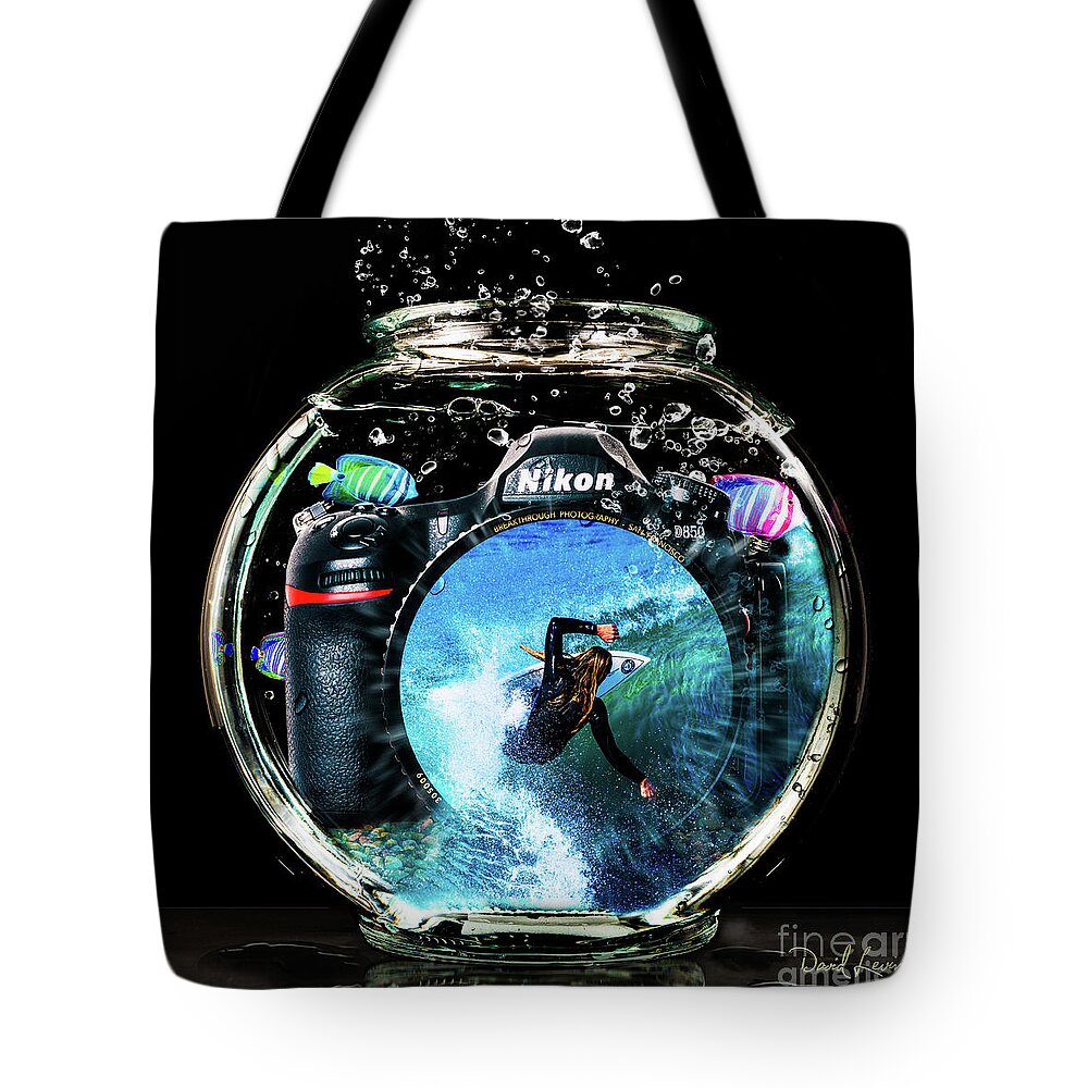 Breakthrough Photography Tote Bag featuring the photograph Captured and Preserved in Camera and Fishbowl by David Levin