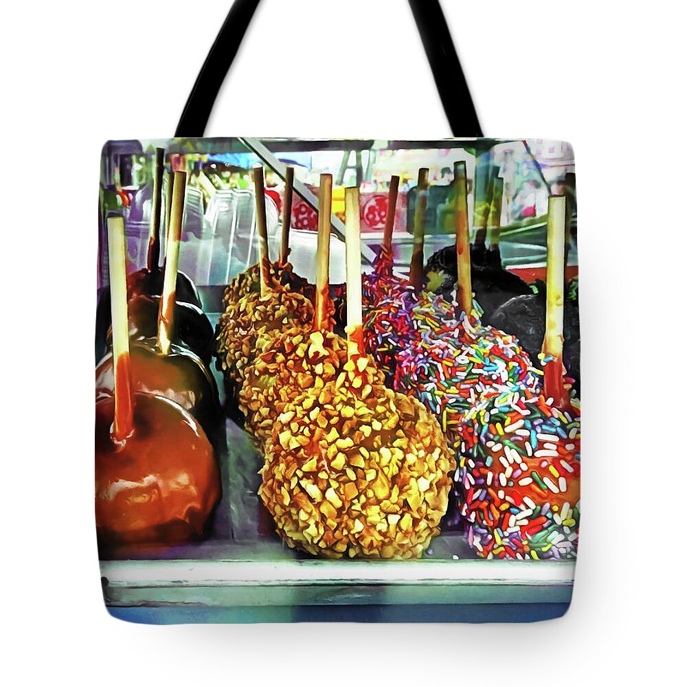 Fair Tote Bag featuring the photograph Caramel Apples With Sprinkles and Nuts by Susan Savad