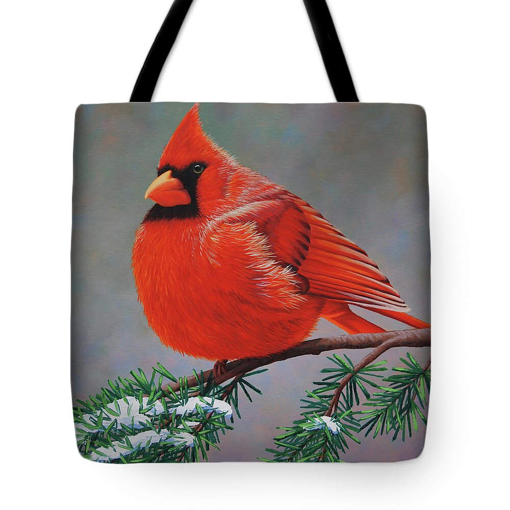 Cardinal Tote Bag featuring the painting Cardinal No.3 by Cheryl Fecht