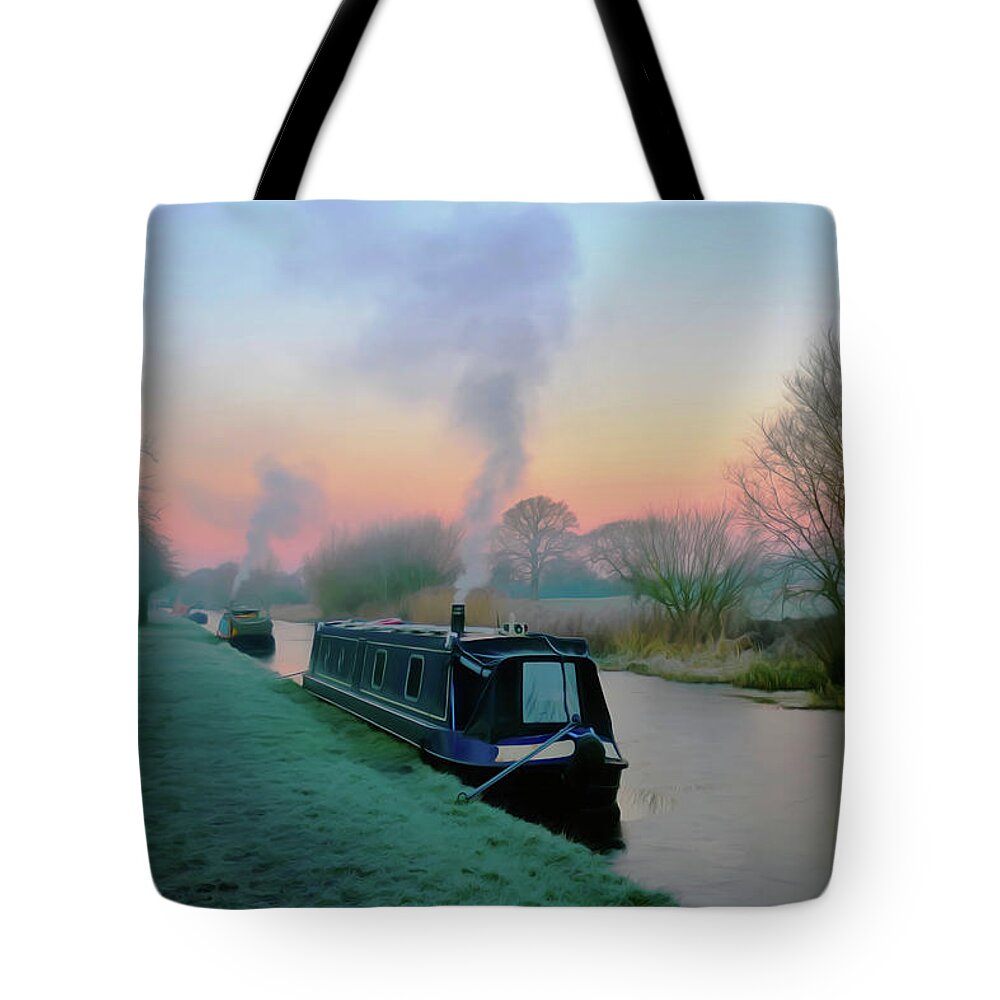Narrowboat Tote Bag featuring the photograph Cardinal Wolsey in the Bleak Mid-Winter by Ian Hutson