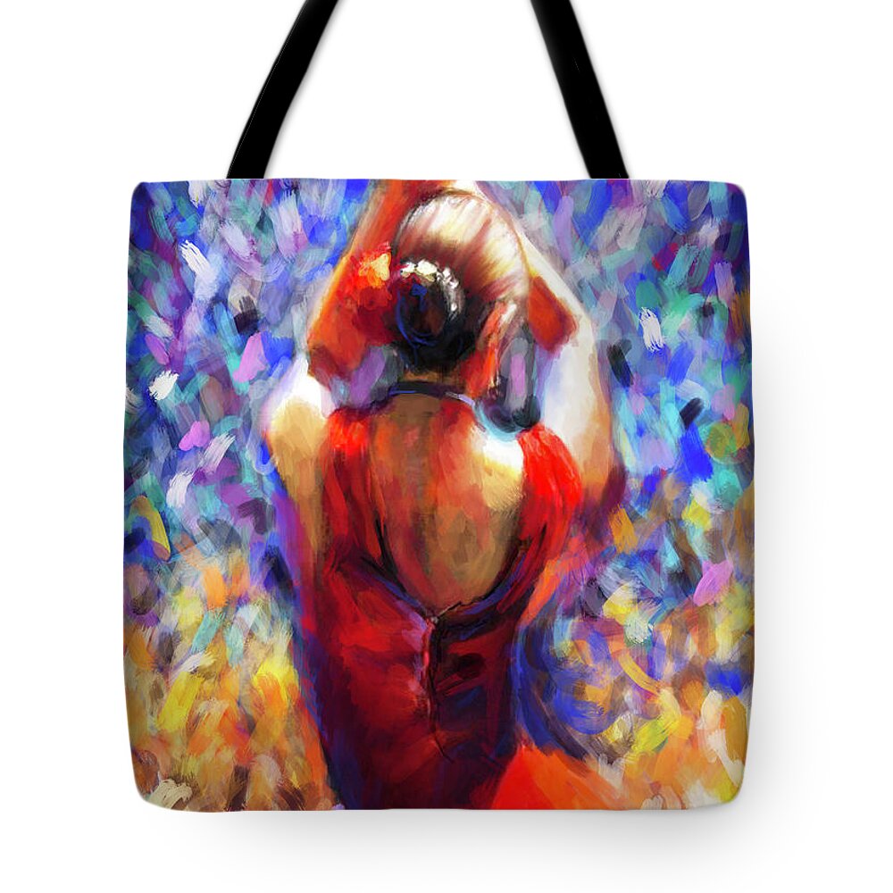 Dancer Tote Bag featuring the painting Carla by Rachel Emmett