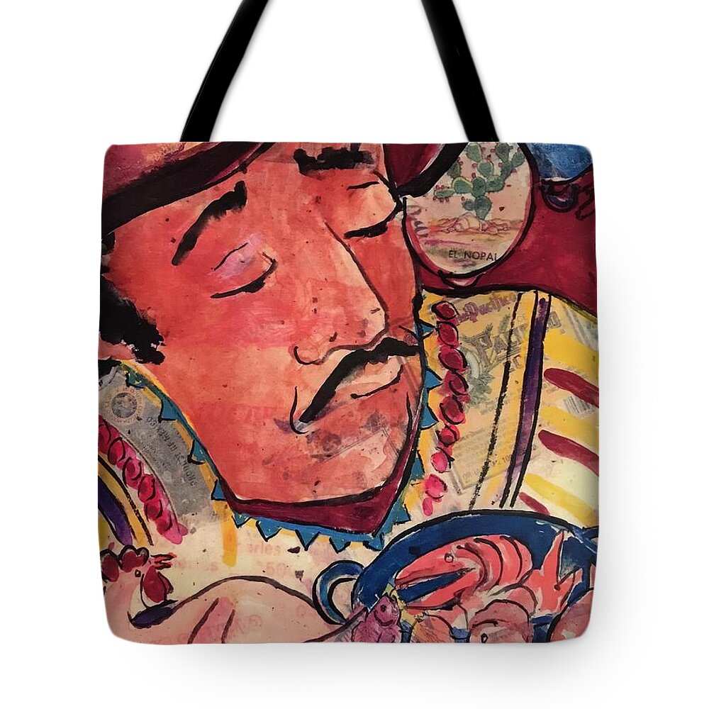 Mexican Chef Tote Bag featuring the painting Carlos Cocina by Elaine Elliott