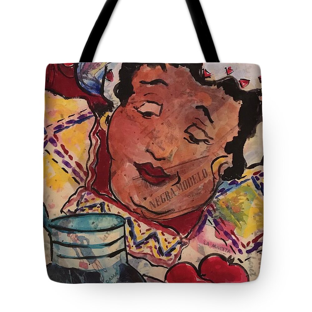 Southwest Cooking Tote Bag featuring the painting Carmens Ceviche by Elaine Elliott
