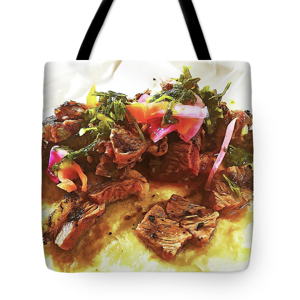 Taco Tote Bag featuring the digital art Carne Asada Taco by William Scott Koenig