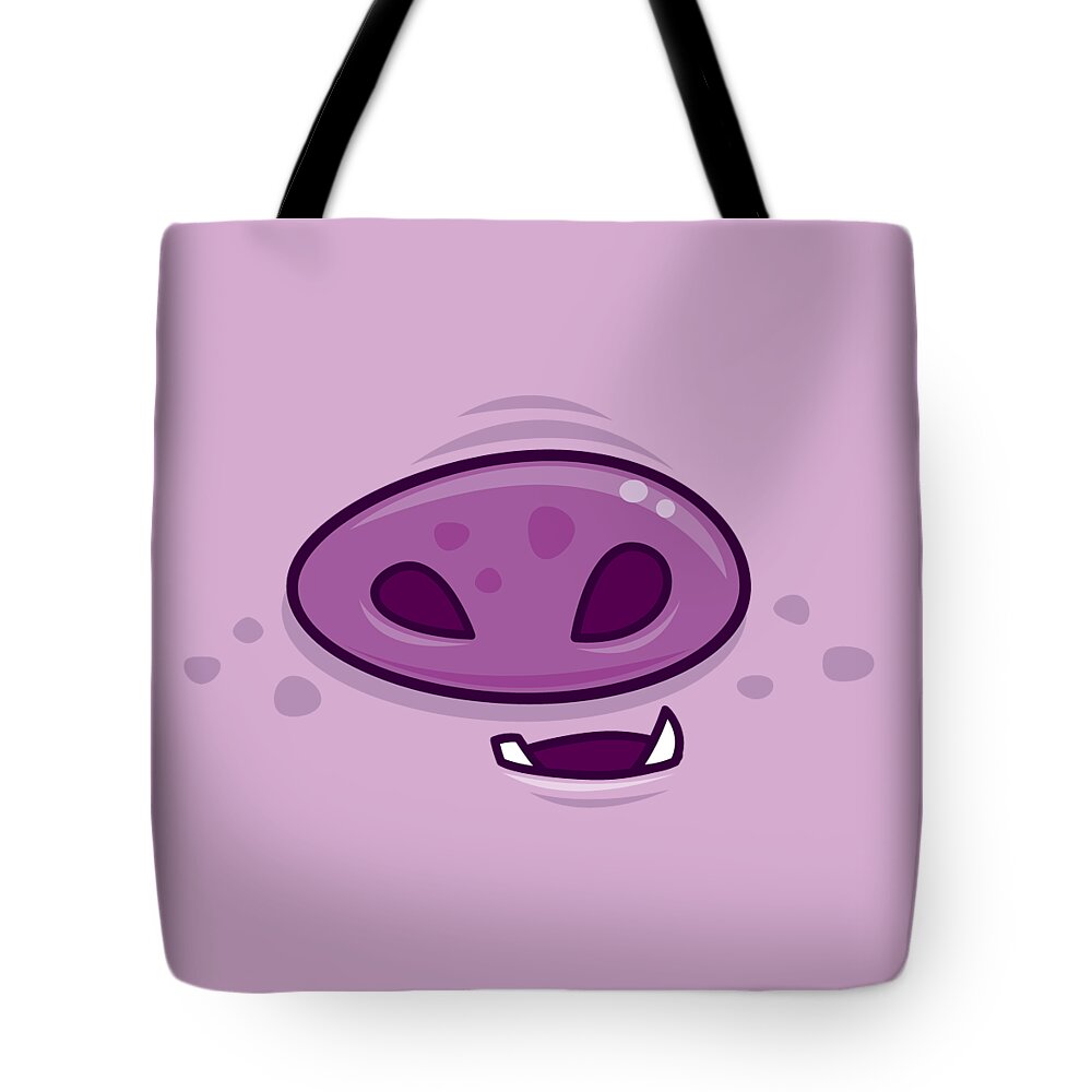 Pig Tote Bag featuring the digital art Cartoon Pig Snout and Mouth by John Schwegel