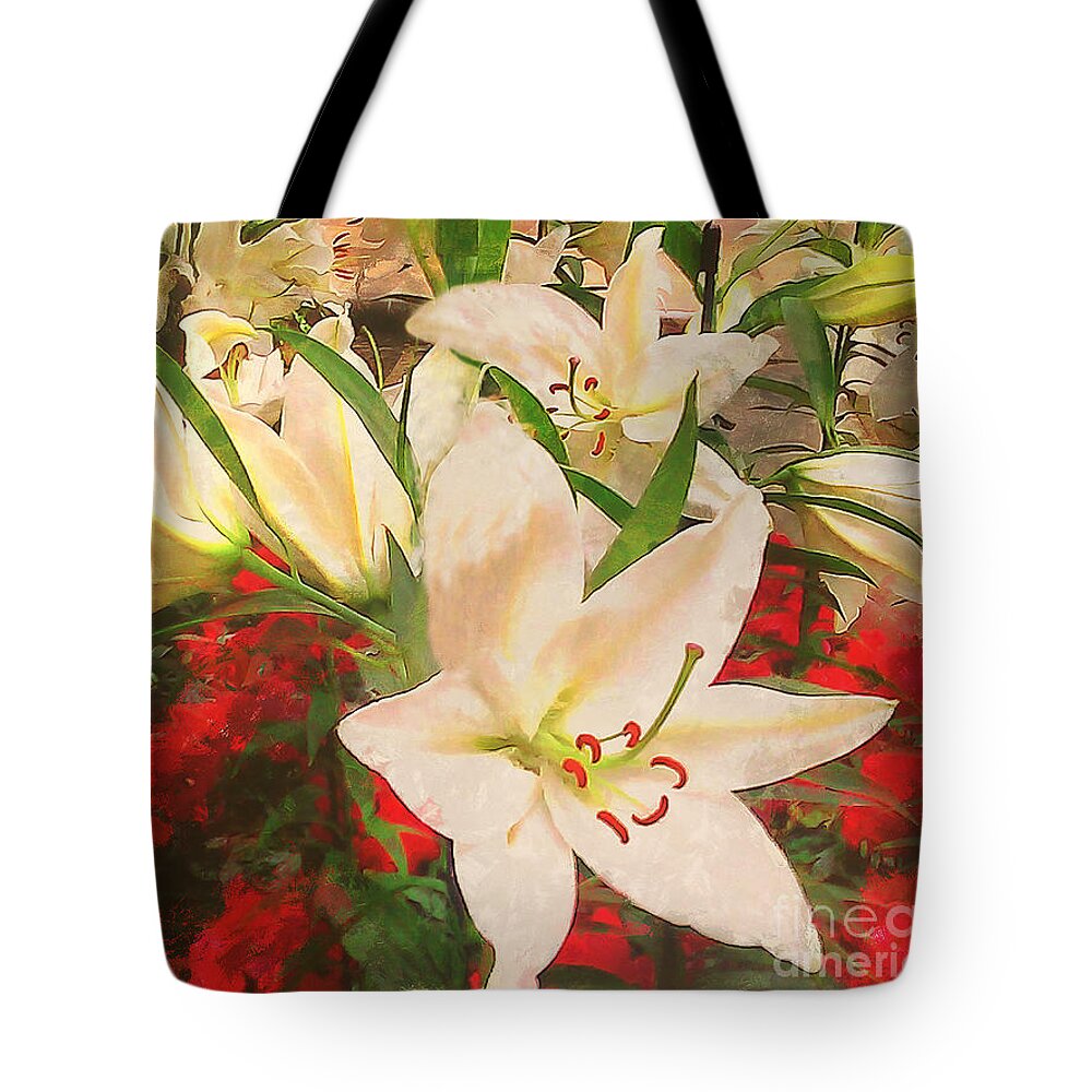 Casa Blanca Lilies Tote Bag featuring the photograph Casa Blanca Lilies in Golden Light by Sea Change Vibes