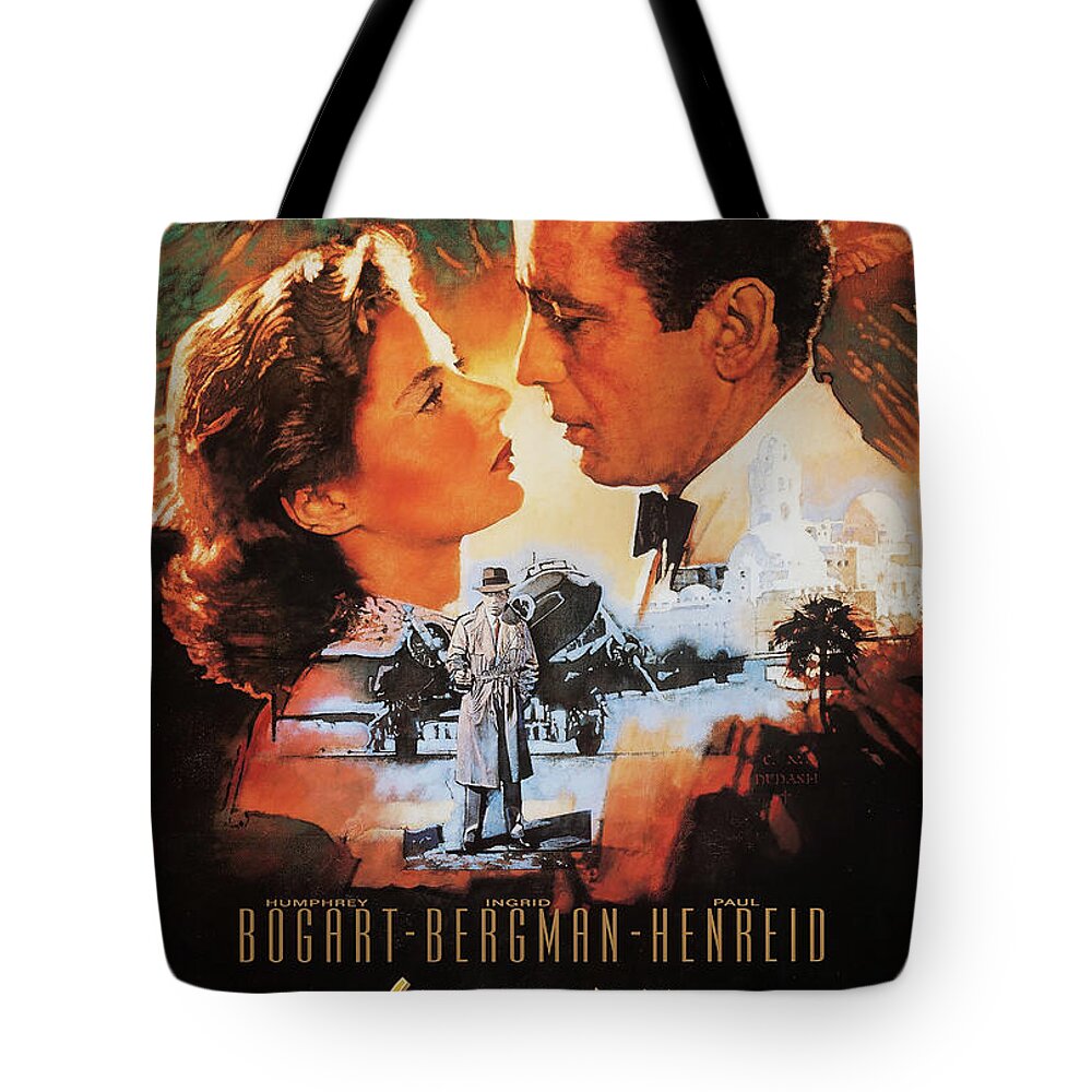 Casablanca Tote Bag featuring the mixed media ''Casablanca'' poster 1942 by Stars on Art