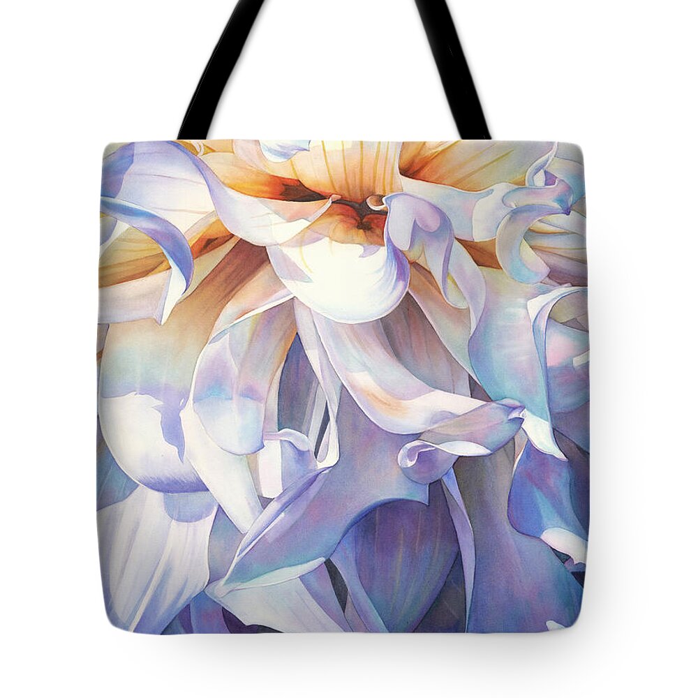 Dahlia Tote Bag featuring the painting CascadeDance by Sandy Haight