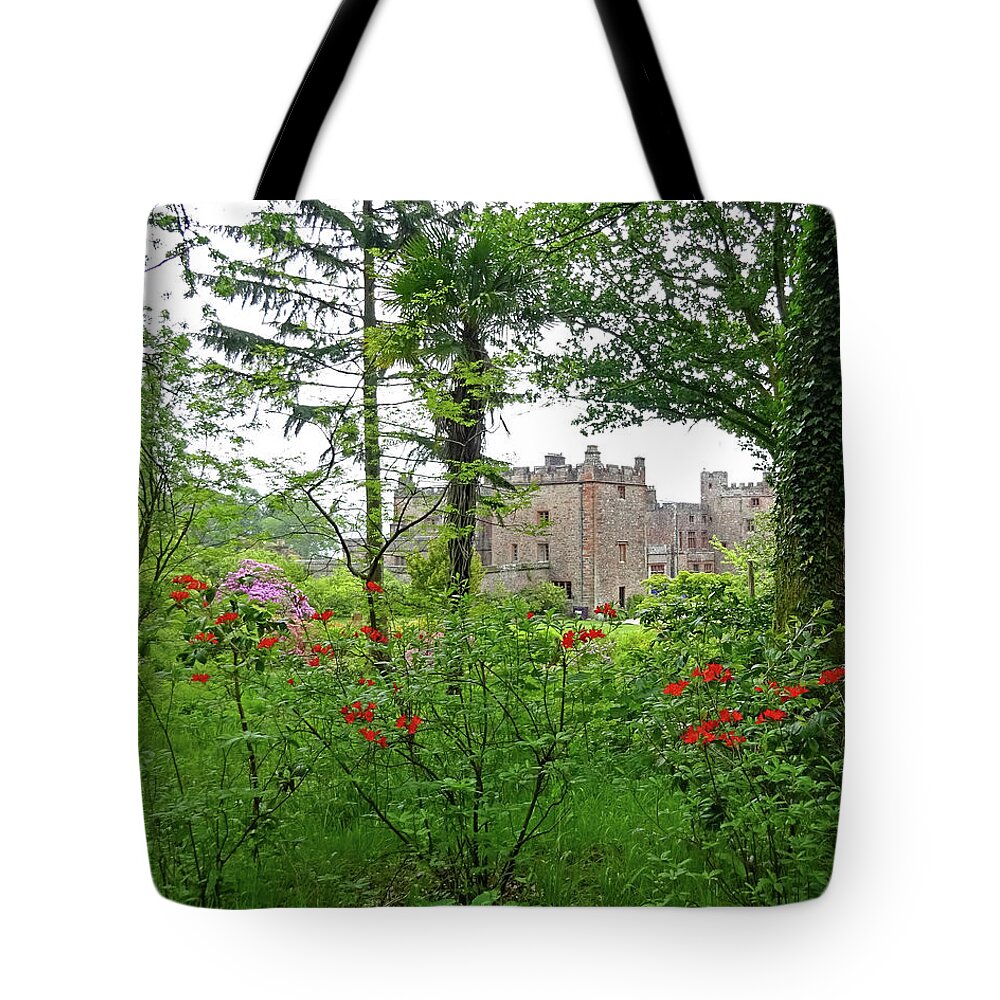 Castle Tote Bag featuring the digital art Castle in Lake District, UK by Nancy Olivia Hoffmann