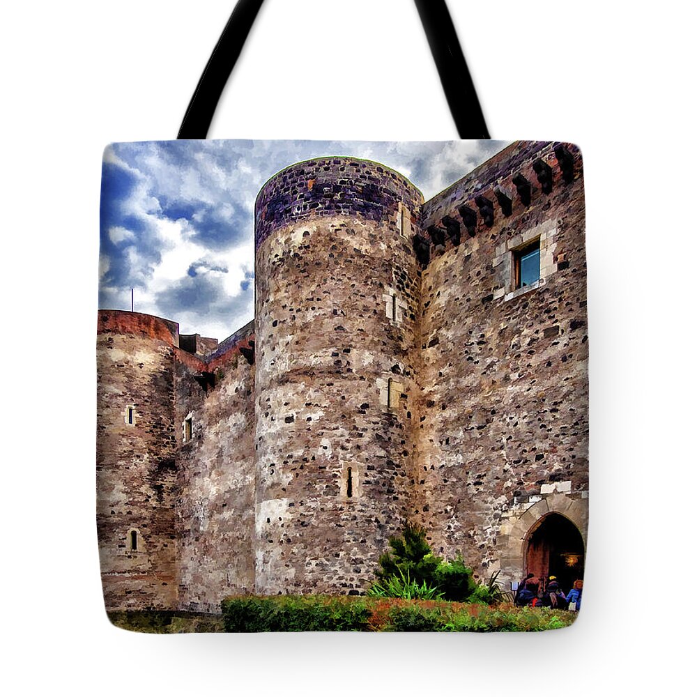 Catania Tote Bag featuring the photograph Castle Ursino by Monroe Payne