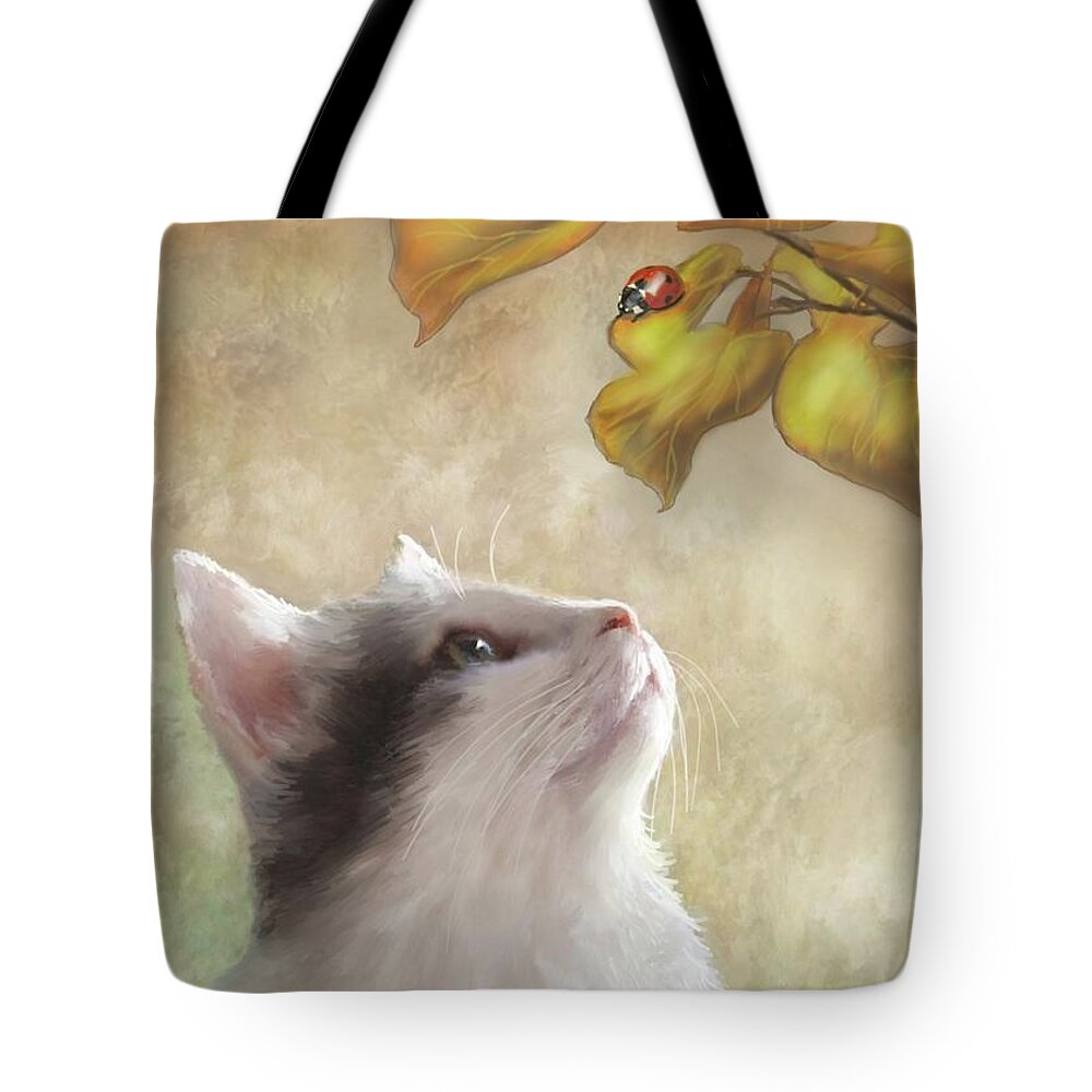 Cat Tote Bag featuring the digital art Cat 669 by Lucie Dumas