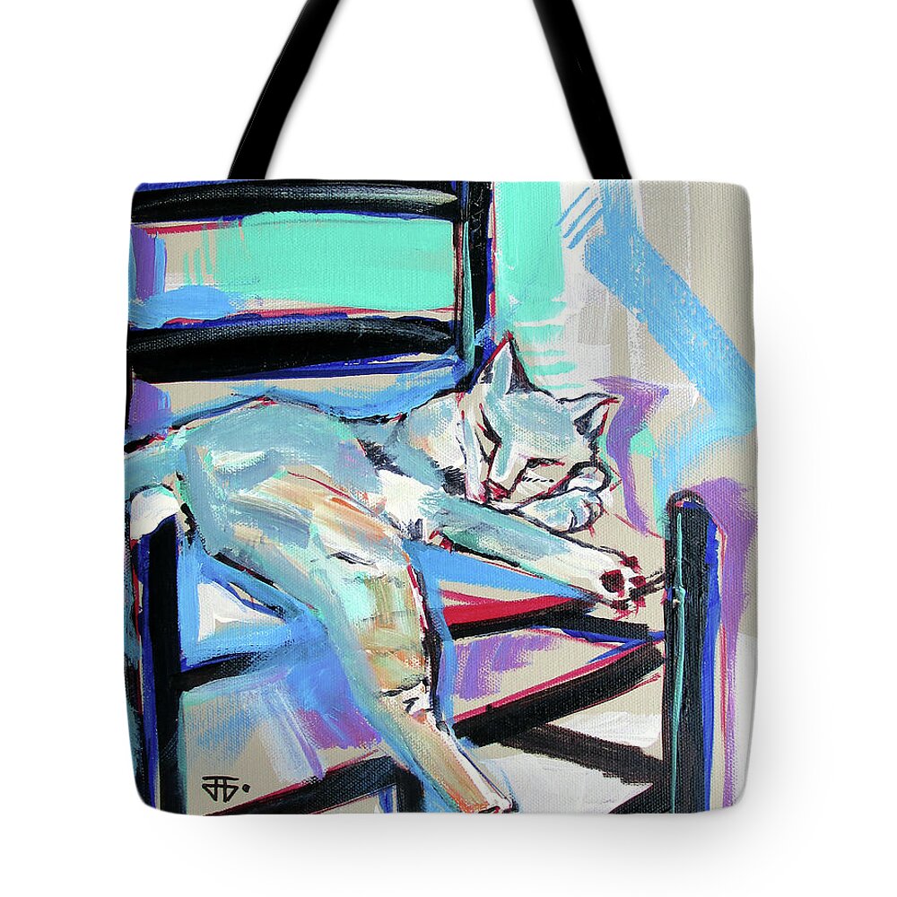 Cat Chair Tote Bag featuring the painting Cat Chair by John Gholson