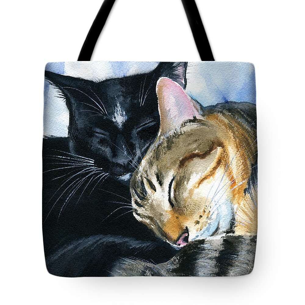 Cat Love Tote Bag featuring the painting Cat Love by Dora Hathazi Mendes