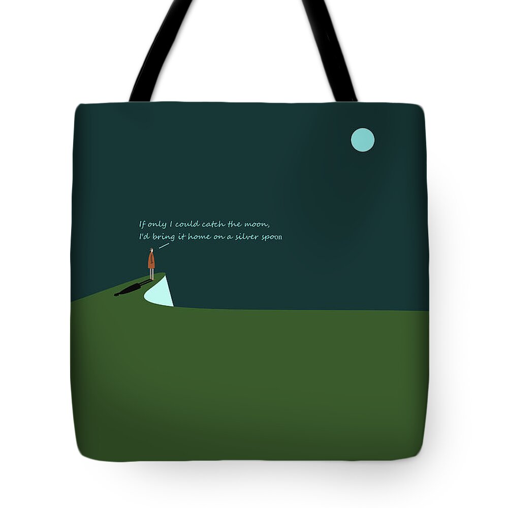 Moon Tote Bag featuring the digital art Catching the moon by Fatline Graphic Art