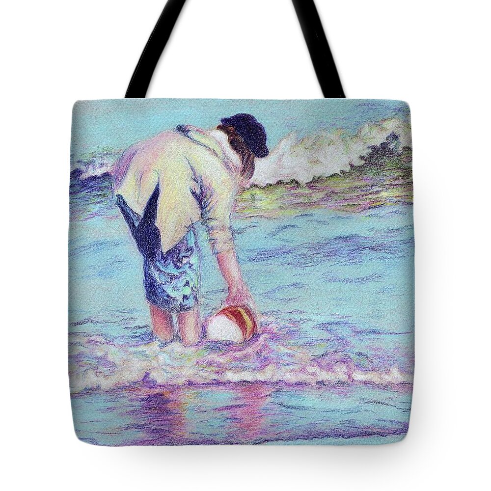 Catching Waves Tote Bag featuring the drawing Catching Waves by Susan Camp Hilton