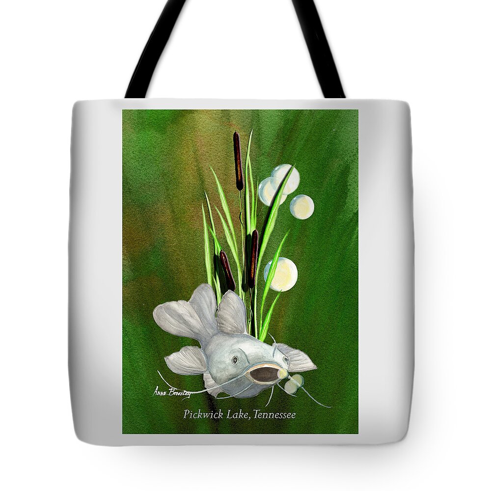 Catfish Tote Bag featuring the painting Catfish At Pickwick Lake by Anne Beverley-Stamps