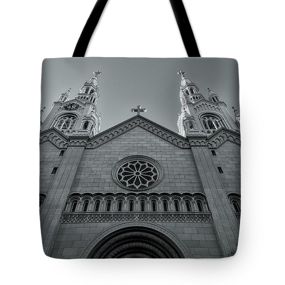 St. Peter And Paul Church Tote Bag featuring the photograph Cathedral Bw by Jonathan Nguyen