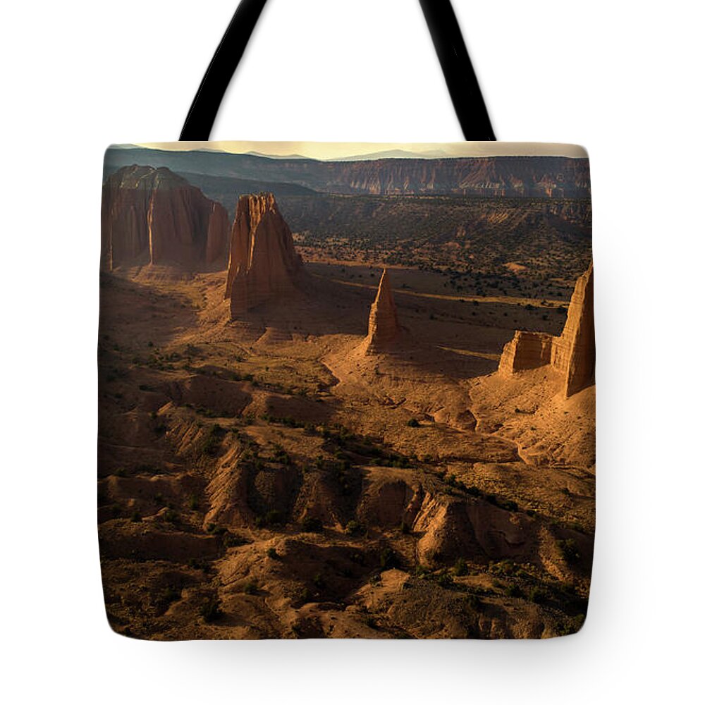 Cathedral Valley Tote Bag featuring the photograph Cathedral Valley Sunset by Keith Kapple