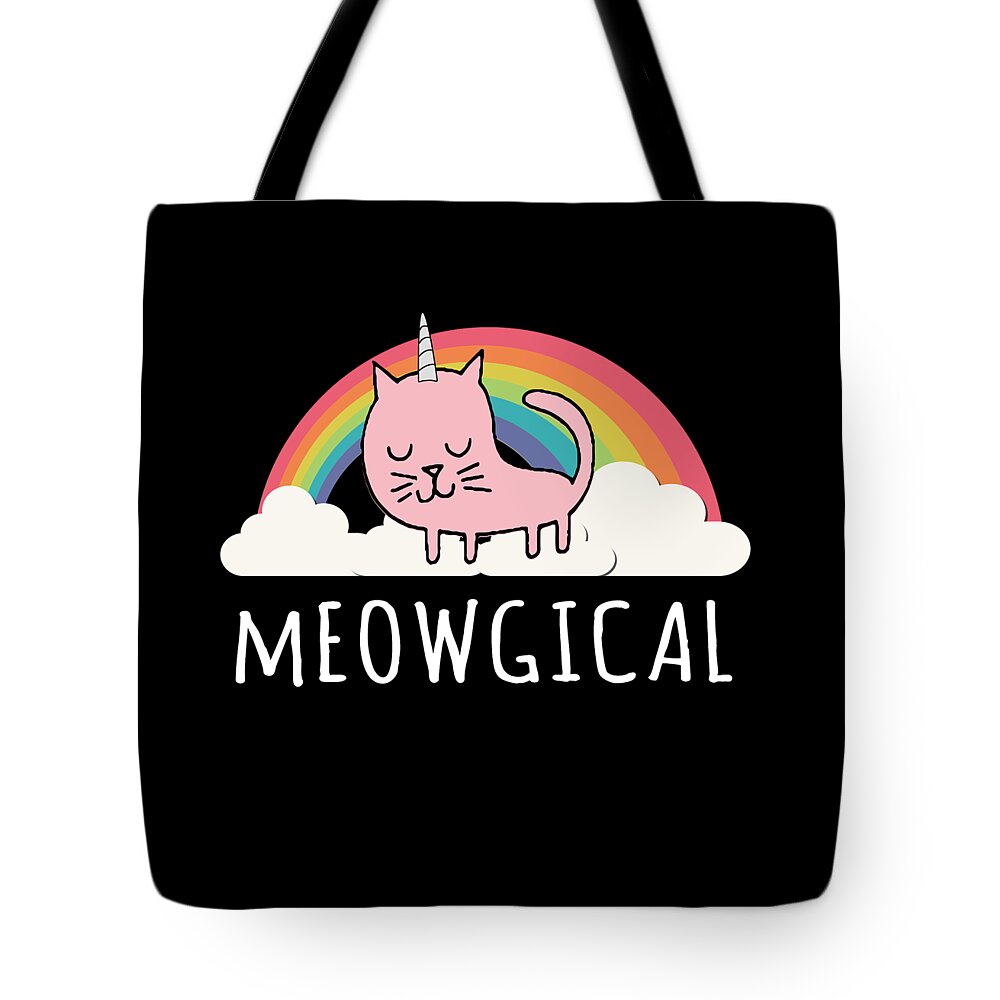 Funny Tote Bag featuring the digital art Cats Are Meowgical by Flippin Sweet Gear