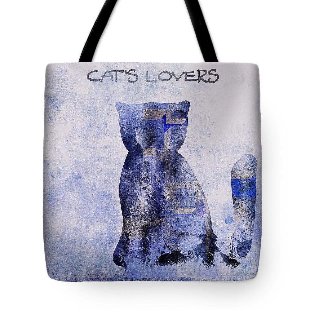 Cat Tote Bag featuring the mixed media Cat's Lovers - 01c519d by Variance Collections