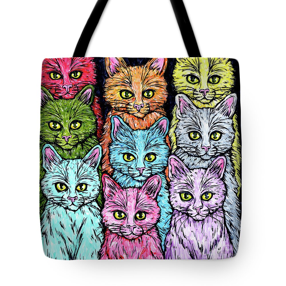 Cats Tote Bag featuring the painting Cats of a Different Color by Tracy Levesque