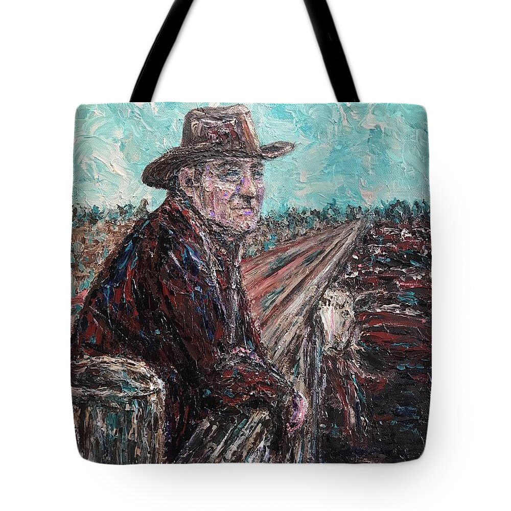 Art Tote Bag featuring the painting Cattle Call SOLD by Linda Donlin