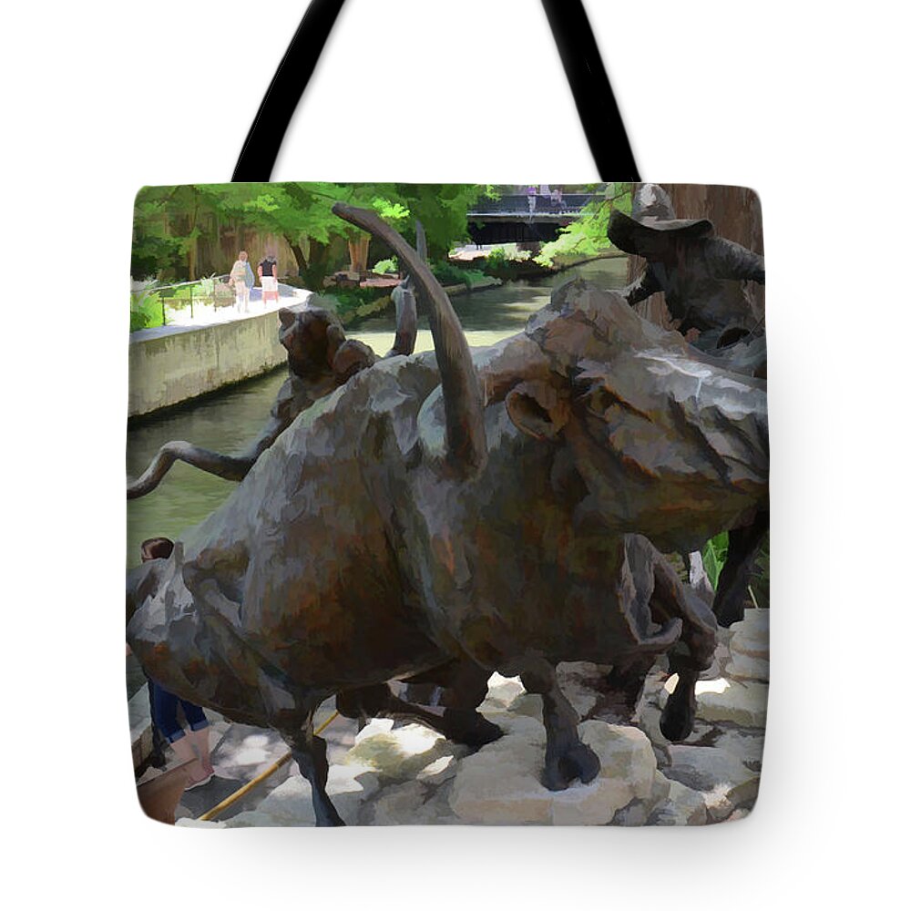 San Antonio Tote Bag featuring the photograph Cattle Drive by Segura Shaw Photography