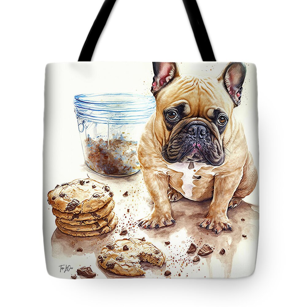 Bulldog Tote Bag featuring the painting Caught In The Cookie Jar by Tina LeCour