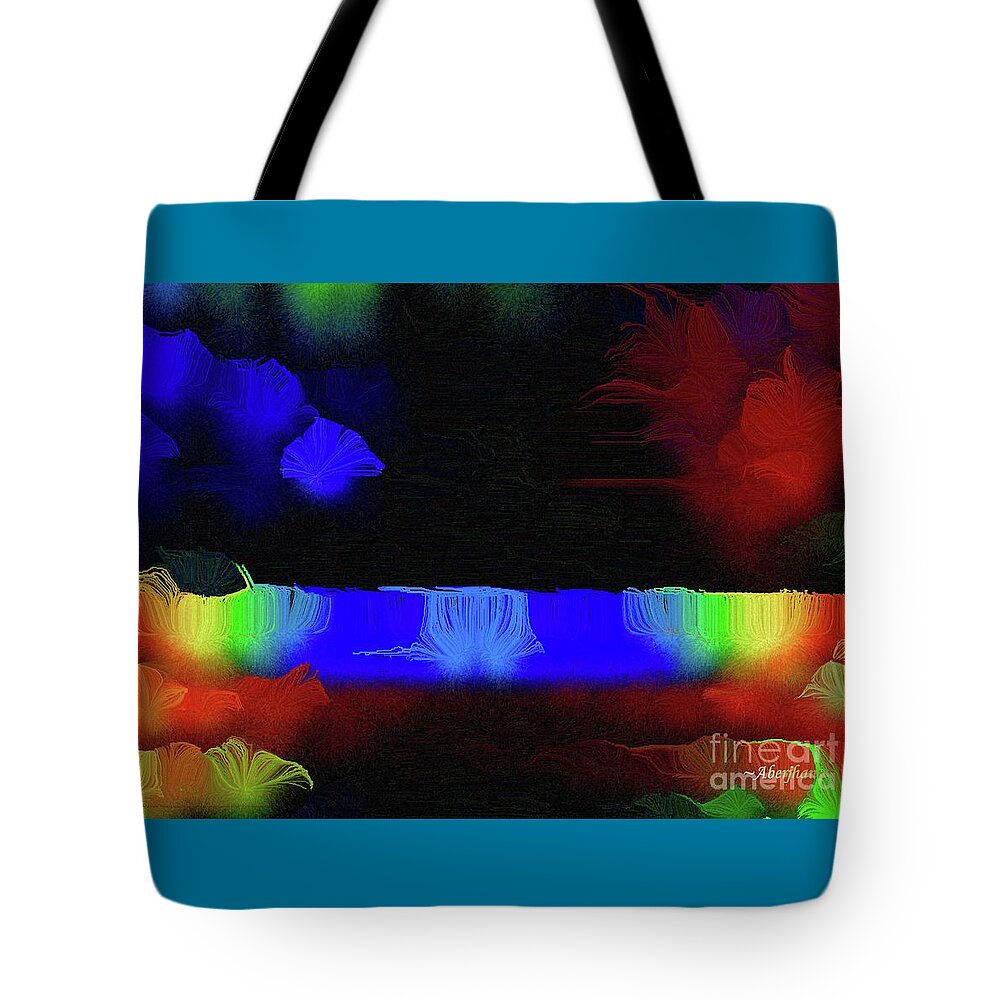 American History Tote Bag featuring the mixed media Cautiously Crossing the Bridge of Blue and Red Uncertainty by Aberjhani