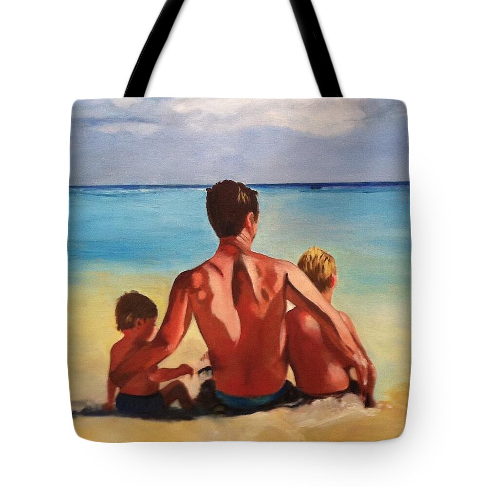 Sun Tote Bag featuring the painting Cayman Holiday by Juliette Becker