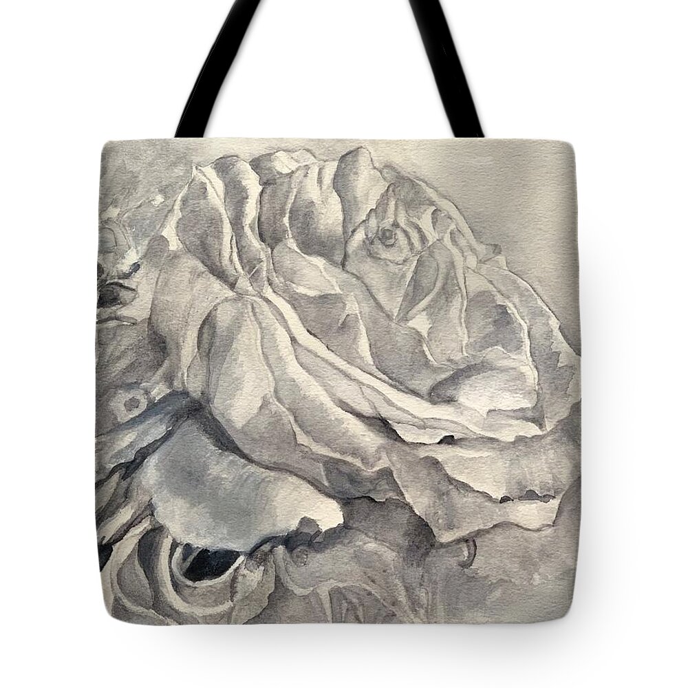 White Rose Tote Bag featuring the painting Celebration of Life by Juliette Becker