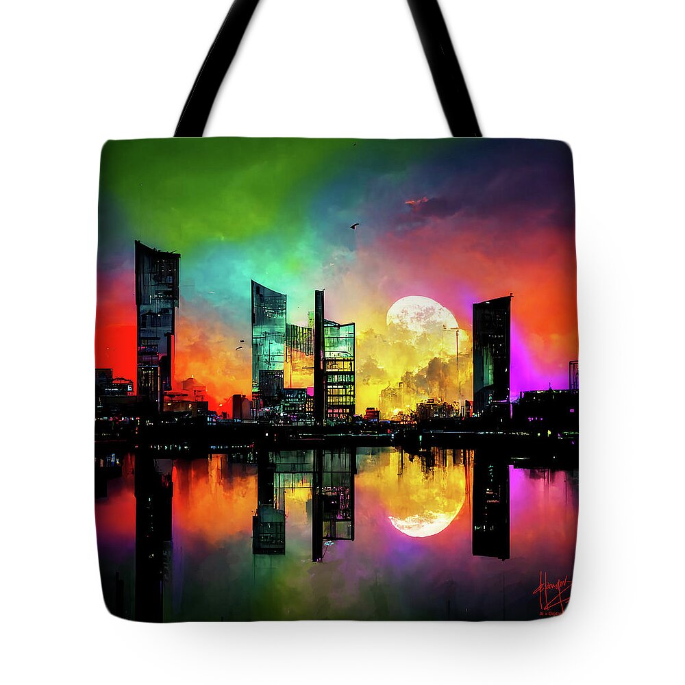 Celestial Tote Bag featuring the digital art Celestial City 2 by DC Langer
