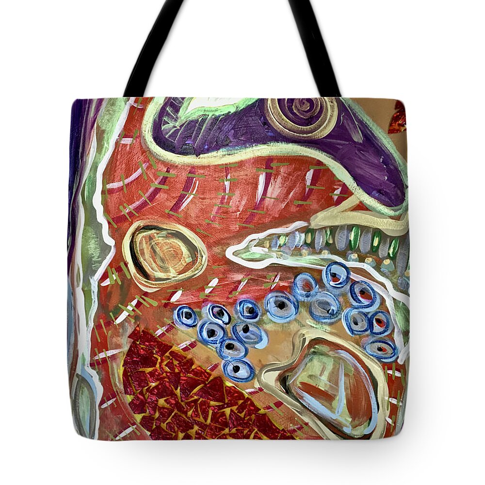 Mixed Media Tote Bag featuring the mixed media Cellular Rebirth #3 by Debra Amerson