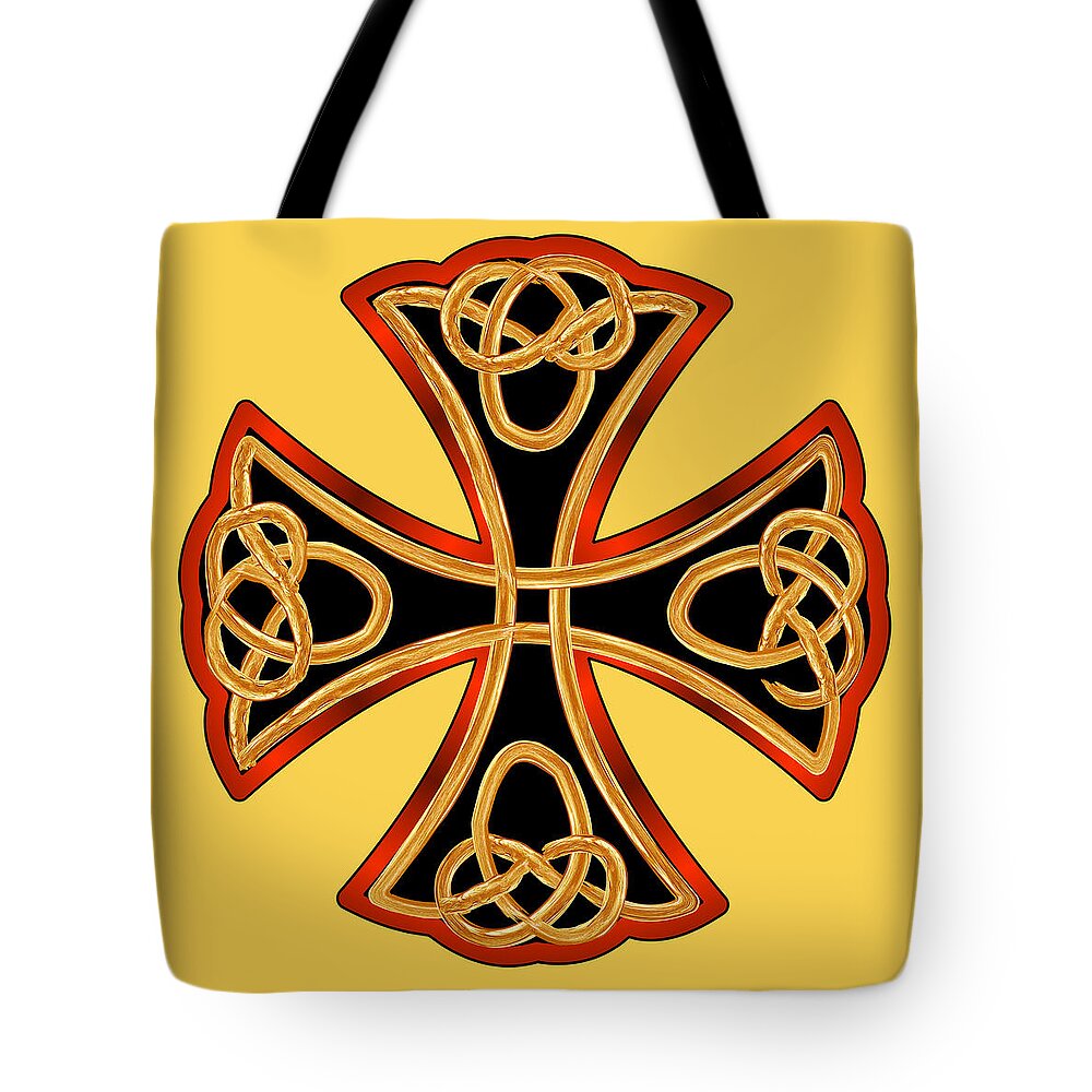 Britian Tote Bag featuring the photograph Celtic Cross In Yellow by Theresa Tahara