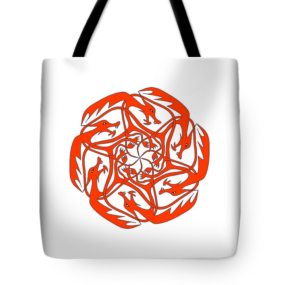 Dragons Tote Bag featuring the digital art Celtic Dragons by Teresamarie Yawn