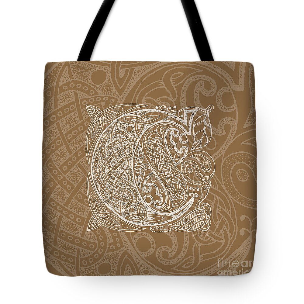 Artoffoxvox Tote Bag featuring the mixed media Celtic Letter C Monogram by Kristen Fox