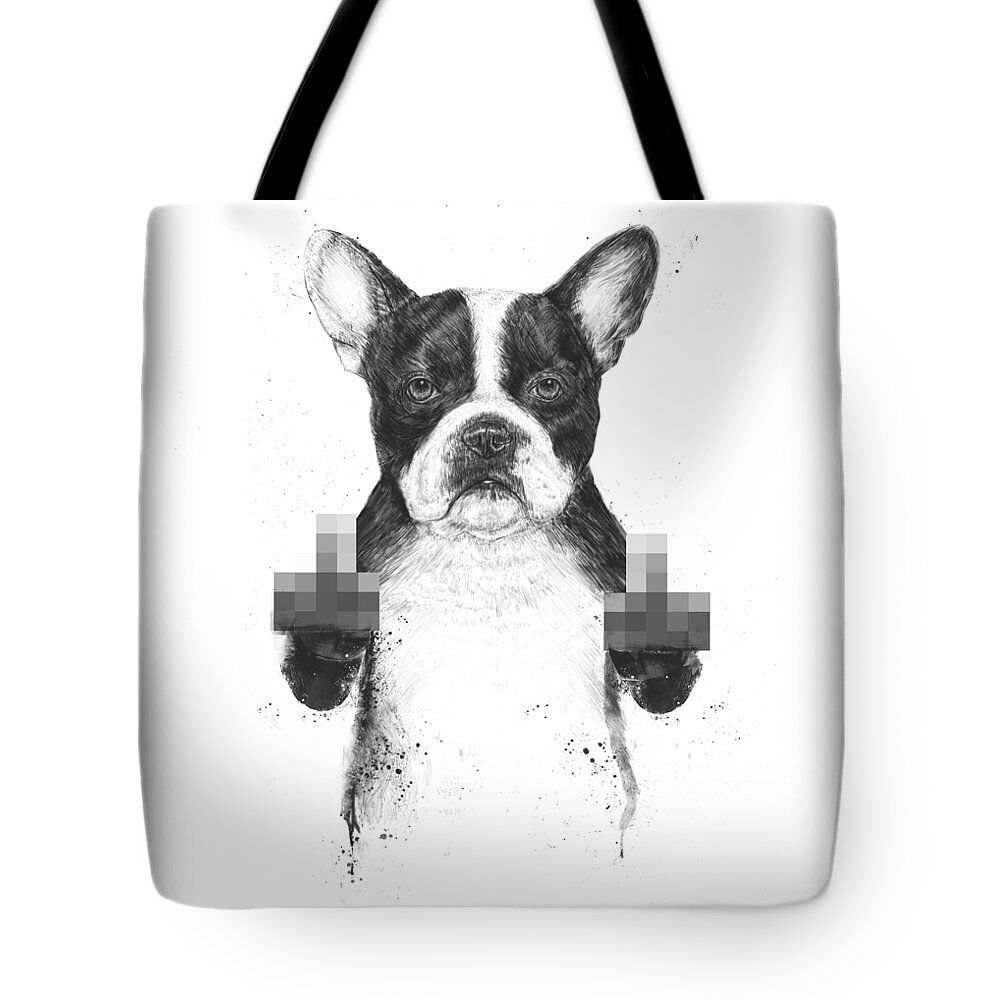 Dog Tote Bag featuring the mixed media Censored dog by Balazs Solti