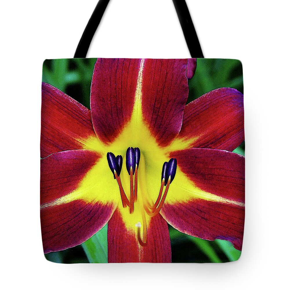 Vibrant Lily Tote Bag featuring the photograph Center Of Attention by Kathi Mirto