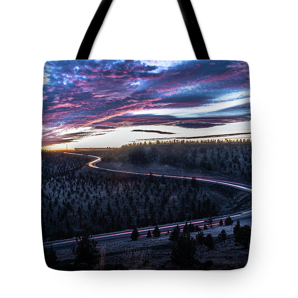 Beautiful Tote Bag featuring the photograph Central Oregon Highway Sunset by Jason McPheeters