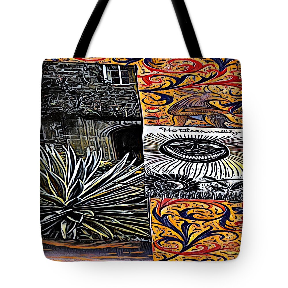 Century Plant Tote Bag featuring the mixed media Century Plant, Mr. Sunshine Nature's Tech by Debra Amerson