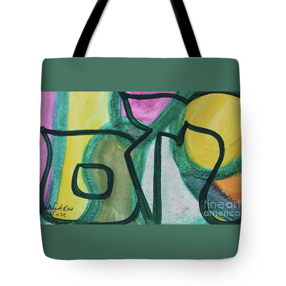 Cham Warm Swarthy Tote Bag featuring the painting CHAM nm7-57 by Hebrewletters SL
