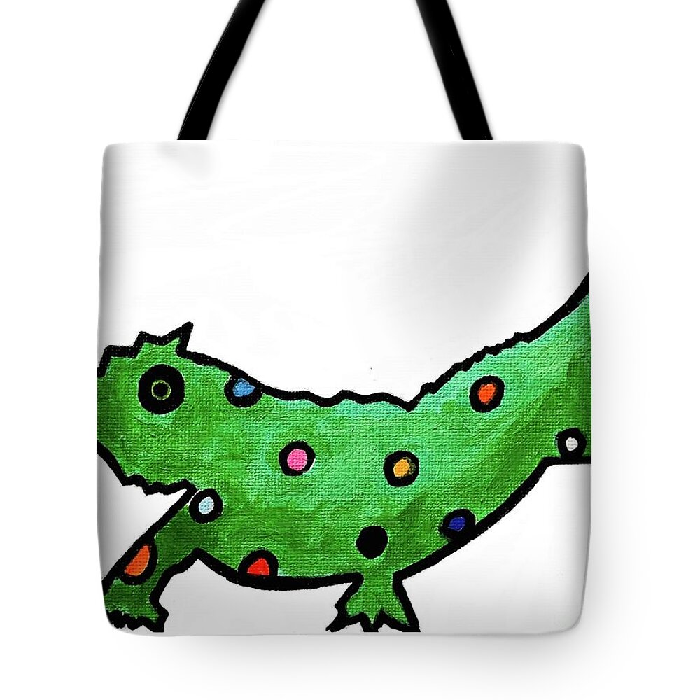  Tote Bag featuring the painting Chameleon by Oriel Ceballos