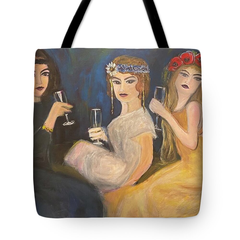 Champagne Tote Bag featuring the painting Champagne and Girlfriends by Denice Palanuk Wilson